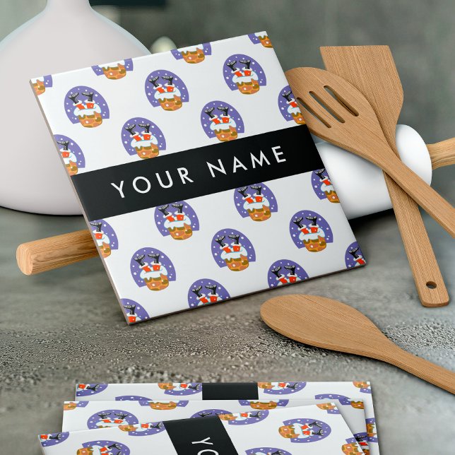 Santa Claus In Chimney, Snow, Christmas, New Year Ceramic Tile (Creator Uploaded)