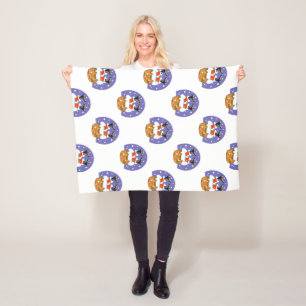 Santa Claus In Chimney, Snow, Christmas, New Year Fleece Blanket