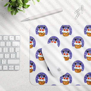 Santa Claus In Chimney, Snow, Christmas, New Year Mouse Pad