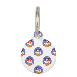 Santa Claus In Chimney, Snow, Christmas, New Year Pet Tag