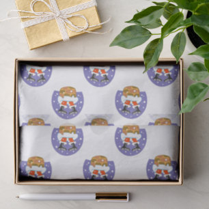 Santa Claus In Chimney, Snow, Christmas, New Year Tissue Paper