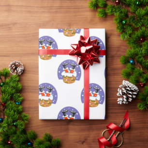 Santa Claus In Chimney, Snow, Christmas, New Year Wrapping Paper