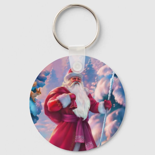 Santa Claus in forest Key Ring (Front)