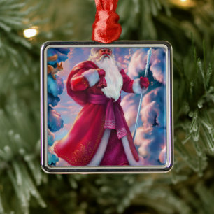 Santa Claus in forest Metal Ornament