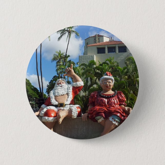 Santa Claus in Hawaii 6 Cm Round Badge (Front)
