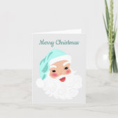 Santa Claus in Mint Hat Vintage Christmas  Holiday Card (Front)