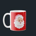 Santa Claus in Pink Hat Vintage Christmas Coffee Mug<br><div class="desc">Create a personalised mug that's perfect for sipping some hot cocoa from. This mug features a retro style illustration of a jolly Santa Claus wearing a pink Santa hat set against a red background. This mug is ready to be personalised with a name in pink script lettering.</div>