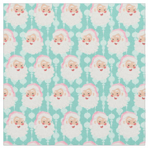 Santa Claus in Pink Hat Vintage Christmas Fabric