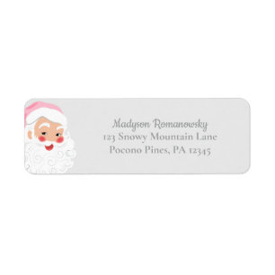Santa Claus in Pink Hat Vintage Christmas Return Address Label