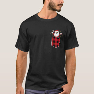 Santa Claus In Red Black Buffalo Plaid Pocket Chri T-Shirt