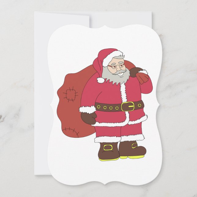 Santa Claus in red with gift bag and eyeglasses  (Front)