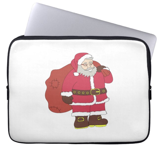 Santa Claus in red with gift bag and eyeglasses  (Front)