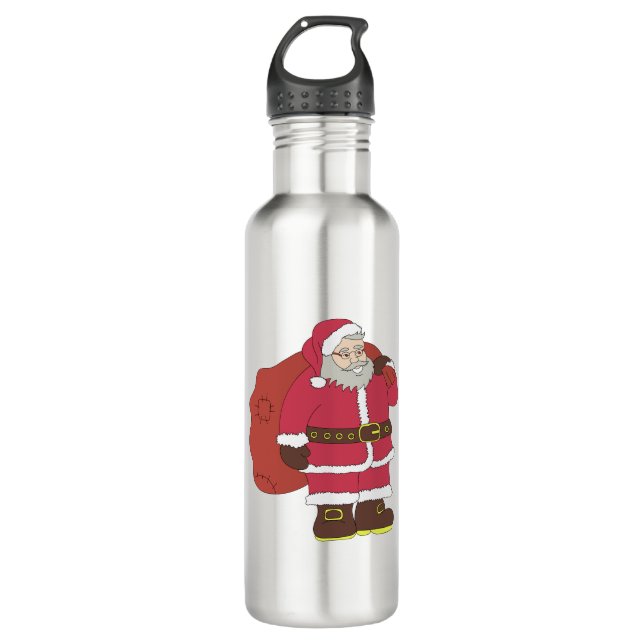 Santa Claus in red with gift bag and eyeglasses  710 Ml Water Bottle (Front)