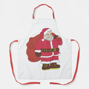 Santa Claus in red with gift bag and eyeglasses  Apron