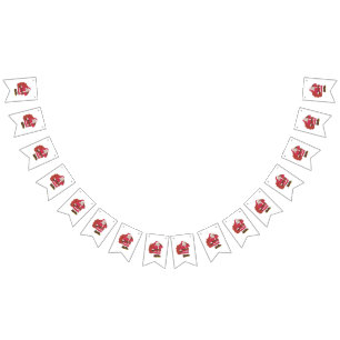 Santa Claus in red with gift bag and eyeglasses Bunting