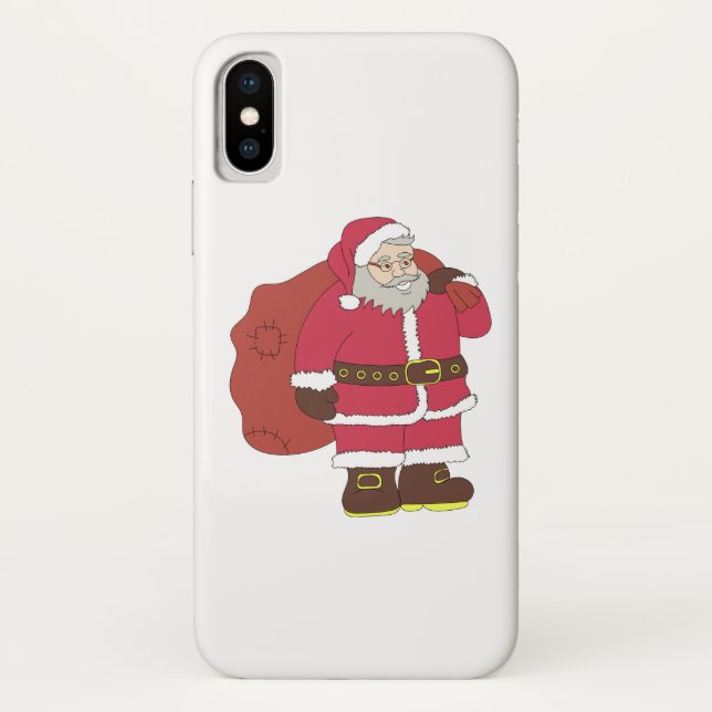 Santa Claus in red with gift bag and eyeglasses  Case-Mate iPhone Case (Back)