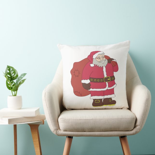 Santa Claus in red with gift bag and eyeglasses  Cushion (Chair)