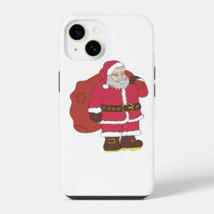 Santa Claus in red with gift bag and eyeglasses iPhone 14 Case