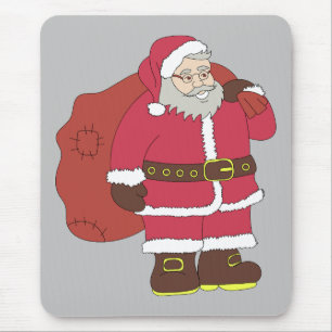 Santa Claus in red with gift bag and eyeglasses Mouse Pad