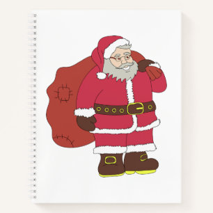 Santa Claus in red with gift bag and eyeglasses Notebook