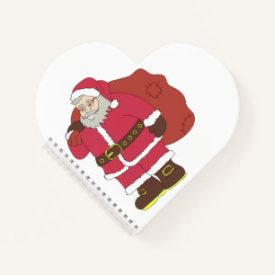 Santa Claus in red with gift bag and eyeglasses  Notebook