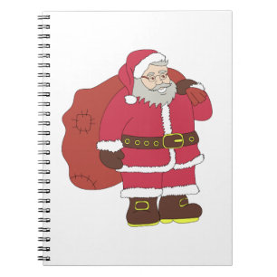 Santa Claus in red with gift bag and eyeglasses Notebook