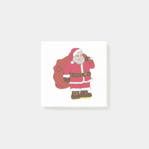 Santa Claus in red with gift bag and eyeglasses Post-it Notes