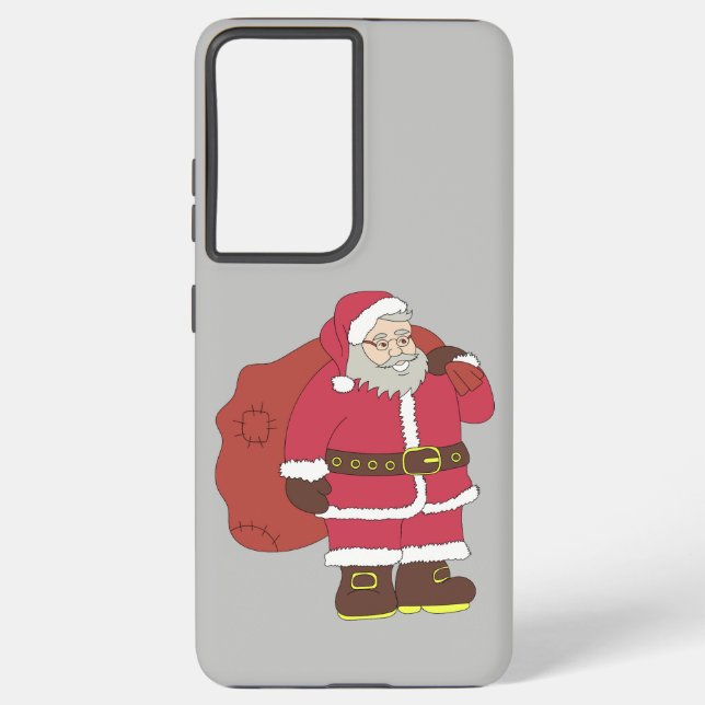 Santa Claus in red with gift bag and eyeglasses  Samsung Galaxy S21 Ultra Case (Back)