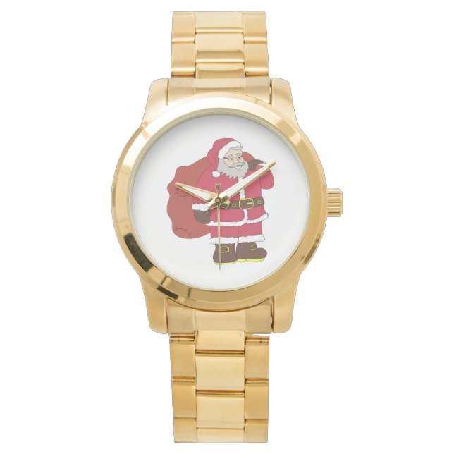 Santa Claus in red with gift bag and eyeglasses  Watch (Front)