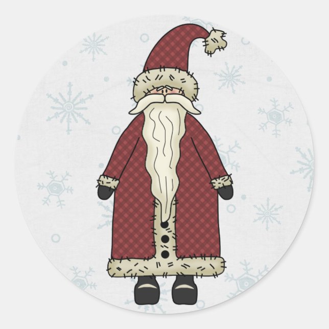 Santa Claus in Snow Classic Round Sticker (Front)