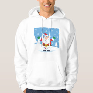 Santa Claus in Snowy Winter Scene Hoodie
