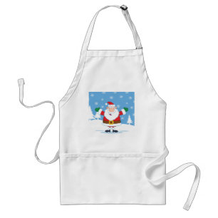 Santa Claus in Snowy Winter Scene Standard Apron