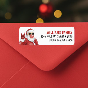 Santa Claus in Sunglasses Funny Christmas Holiday Return Address Label