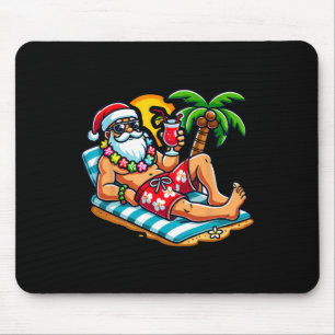 Santa Claus In Swim Trunks Christmas In July Beach Mouse Pad