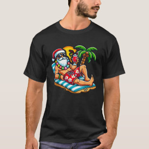 Santa Claus In Swim Trunks Christmas In July Beach T-Shirt