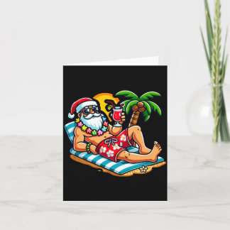 Santa Claus in Swim Trunks Summer Xmas Beach Party Card