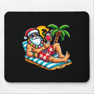 Santa Claus in Swim Trunks Summer Xmas Beach Party Mouse Pad