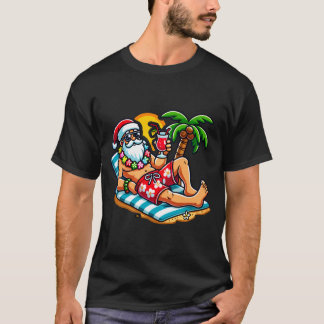 Santa Claus in Swim Trunks Summer Xmas Beach Party T-Shirt