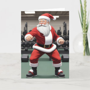 Santa Claus in the Gym Holiday Card