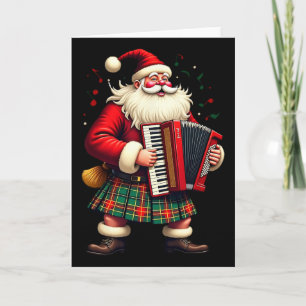 Santa Claus In Traditional Scottish Kilt With Acco Card