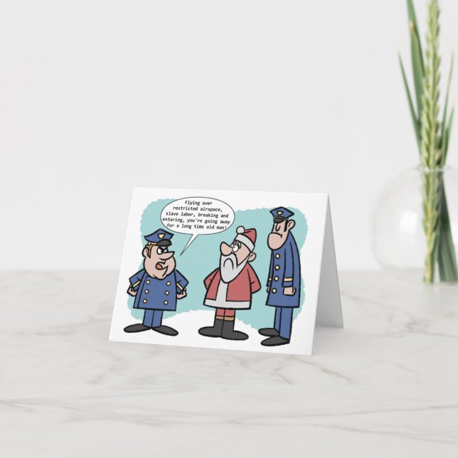 Santa Claus in Trouble Thank You Card (Front)