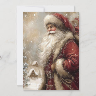 Santa Claus in Village Happy Holidays Folded Card