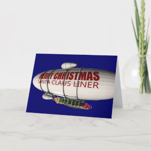 Santa Claus In Zeppelin Holiday Card