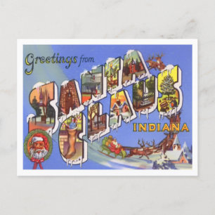 Santa Claus, Indiana Vintage Big Letters Postcard