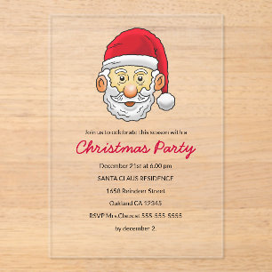 Santa Claus invites you to a Christmas party Acrylic Invitations