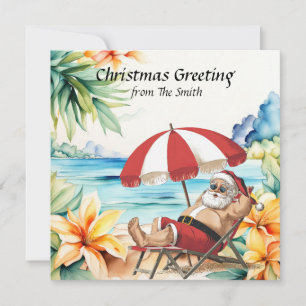 Santa Claus is at the beach for Christmas in July  Card