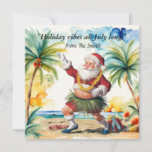 Santa Claus is at the beach for Christmas in July  Card