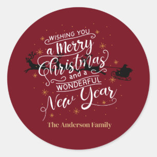 santa claus is coming classic round sticker
