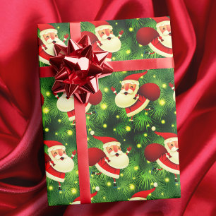 Santa Claus is coming red and green cute Christmas Wrapping Paper