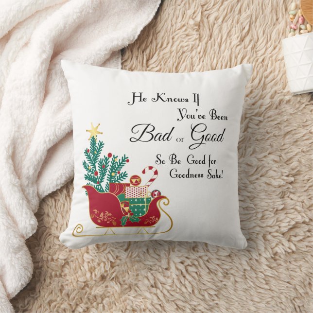 Santa Claus is Coming to Town Argyle Christmas Cushion (Blanket)